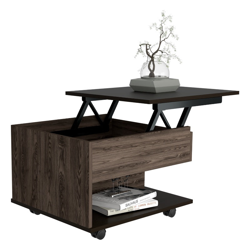 Mesa Funcional 5G Color Coñac y Wengue Para Sala De Estar